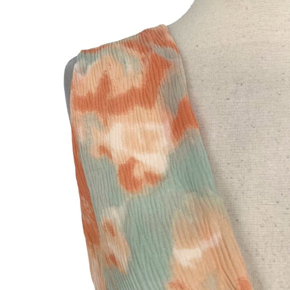 Fanco Tie Dye V-Neck Mini A-Line Dress Mint Orange Size Medium NWT - Picture 3 of 10
